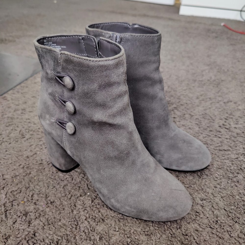 Nine West Grey Block Heel Booties